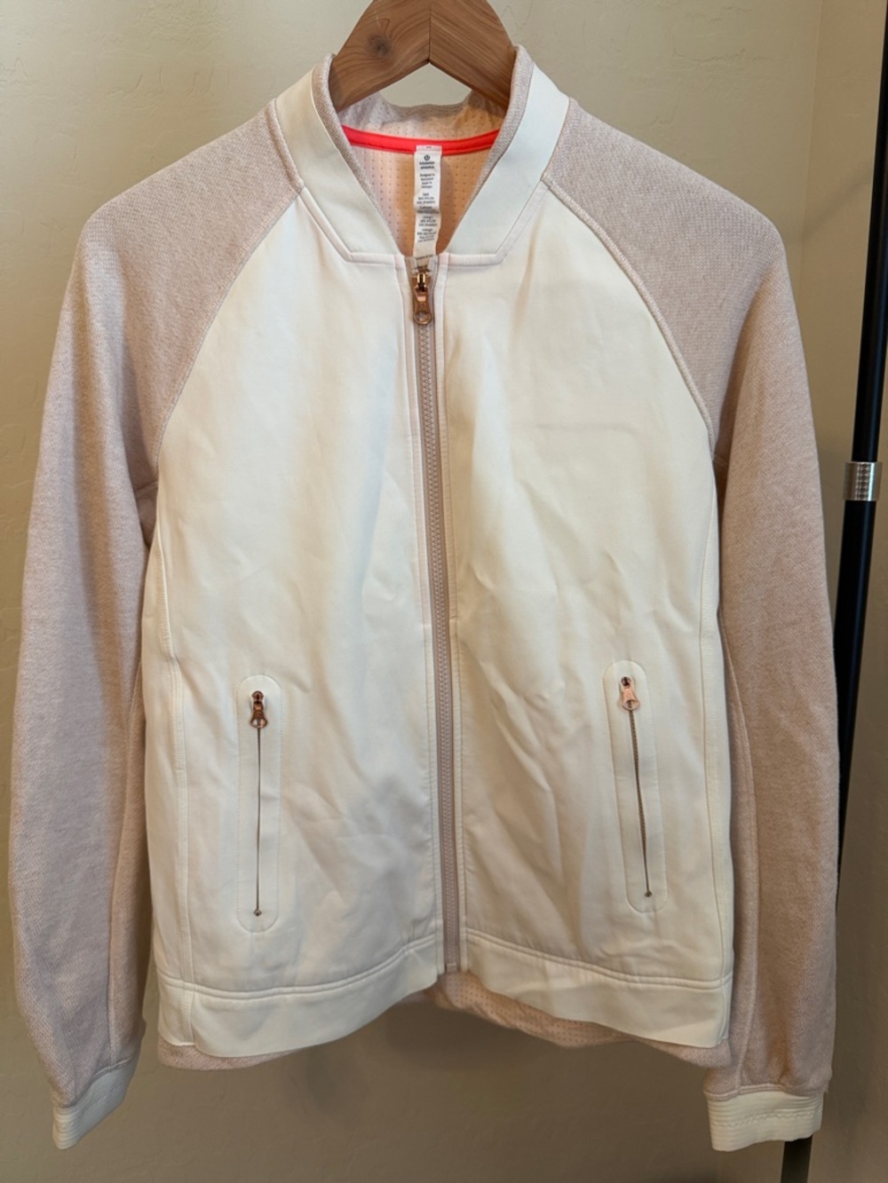 lululemon athletica Cream Jacket with Coral Trim